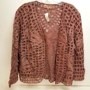 NEW Keke Collection Crocheted Lace Shrug/jacket, open front, Mauve